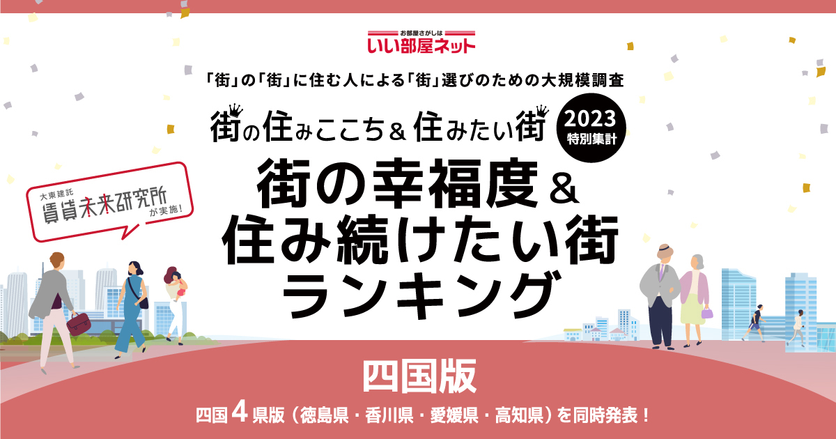 いい部屋ネット「街の幸福度 ＆ 住み続けたい街ランキング２０２３＜香川県版＞」（街の住みここちランキング特別集計）発表